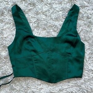 Forever 21 Dark Green Satin Crop Top
